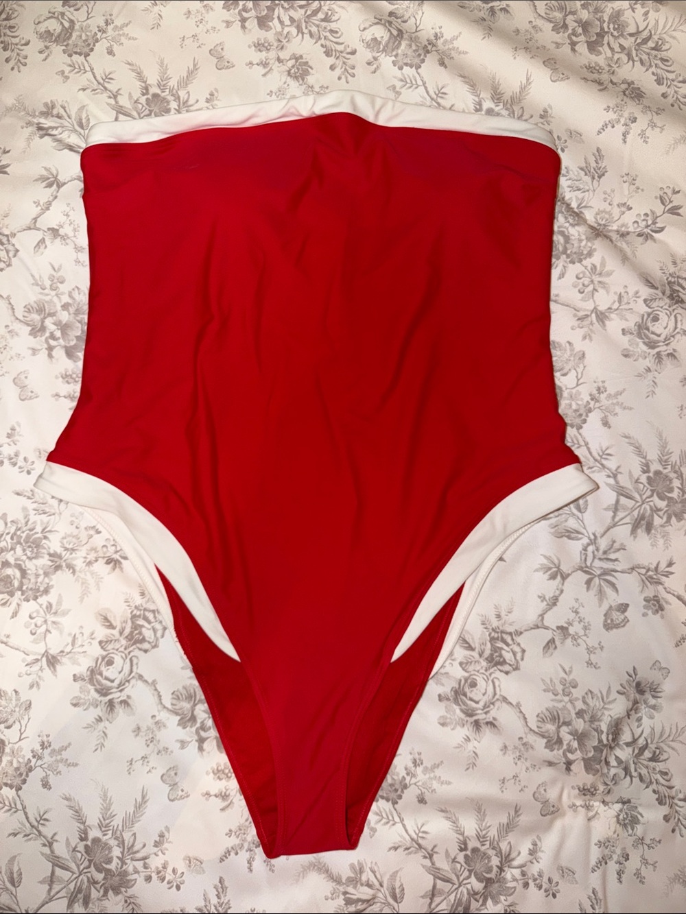 Abercrombie & Fitch Red One-Piece Swimsuit with White Trim